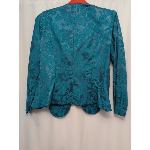nah nah collection 12 jacket teal paisley rhinestone buttons shoulder pads - Picture 9 of 9